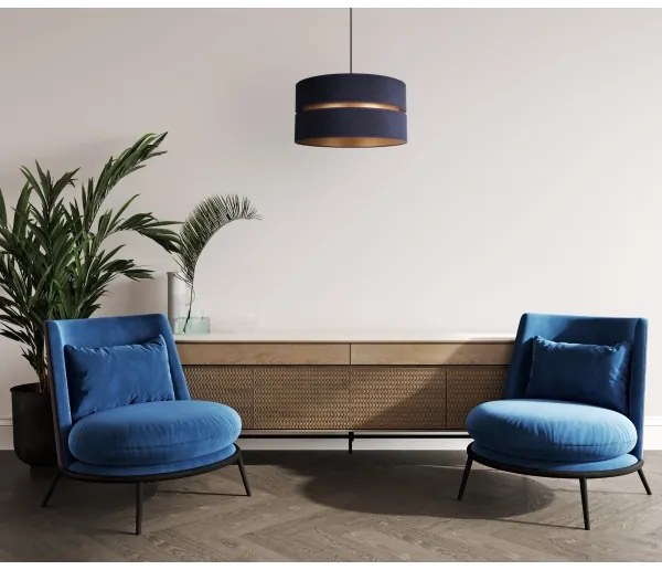 Duolla - Lampadario a sospensione con filo DUO 1xE27/15W/230V diametro 40 cm blu/oro