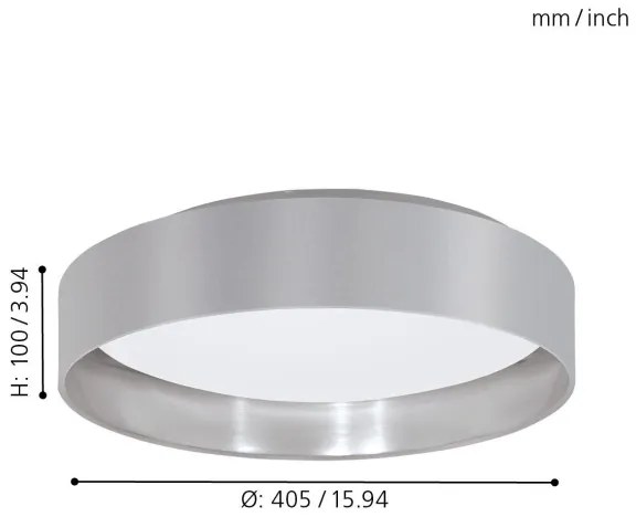 Eglo 31623 - Plafoniera LED MASERLO LED/16W/230V Ø 40,5 cm grigio/argento