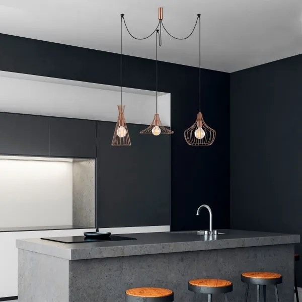 Lampadario a sospensione con filo MEZOPOTAMYA 3xE27/40W/230V ragno