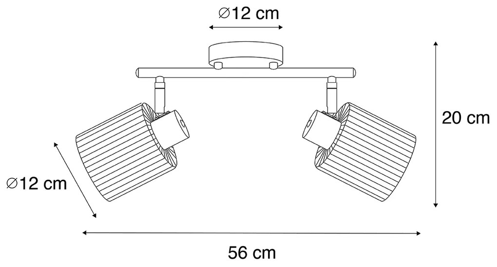 Faretto da soffitto nero con vetro fumé 2 luci orientabile - Laura
