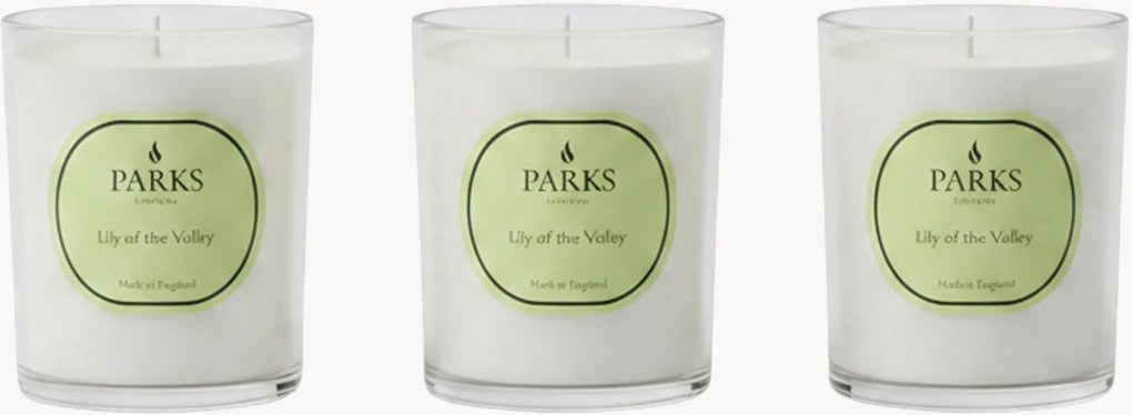 Set di 3 candele profumate fatte a mano Vintage Aromatherapy (mughetto, fiori bianchi e muschio bianco)