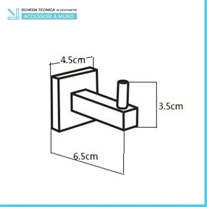 Set accessori a muro 5 pezzi in metallo cromato e viti incluse Rock