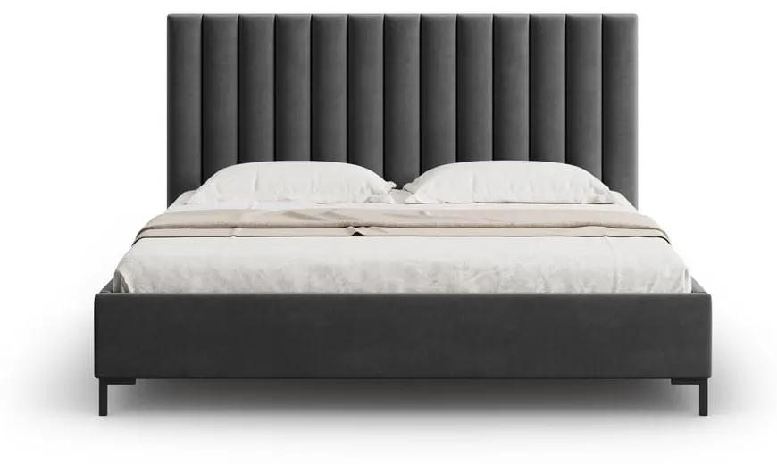 Letto matrimoniale imbottito grigio scuro con contenitore con griglia 140x200 cm Casey - Mazzini Beds
