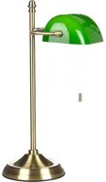 Lampada da tavolo con base metallo verde oro, paralume vetro, interruttore regolabile, retr, per la casa e l'ufficio.