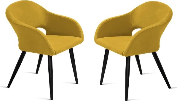 Sedia imbottita in tessuto Giallo con struttura in metallo WEST 2 sedie