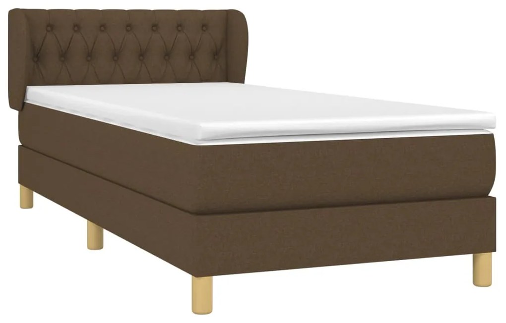 Giroletto a molle con materasso marrone scuro 90x190cm tessuto
