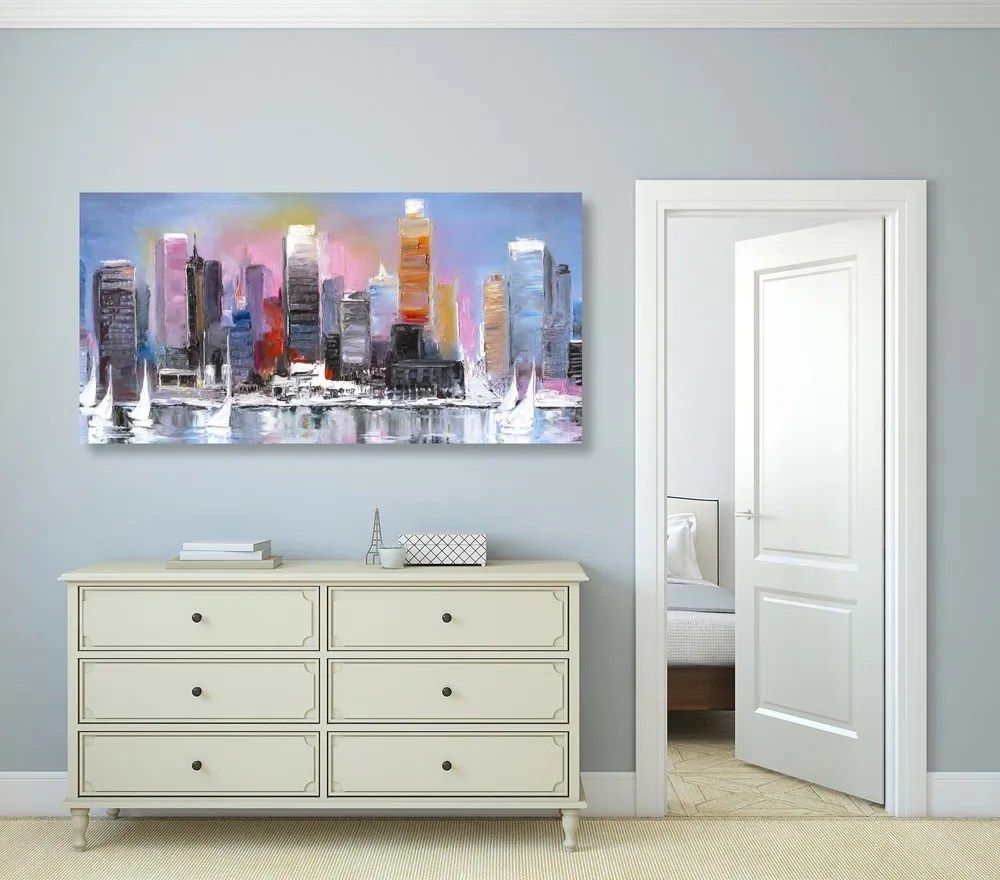 Quadro su tela – Città costiera