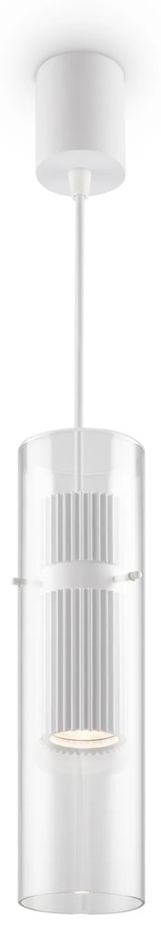 Lampadario Sospensione Moderno Dynamics Alluminio Bianco Vetro 1 Luce Gu10 50W