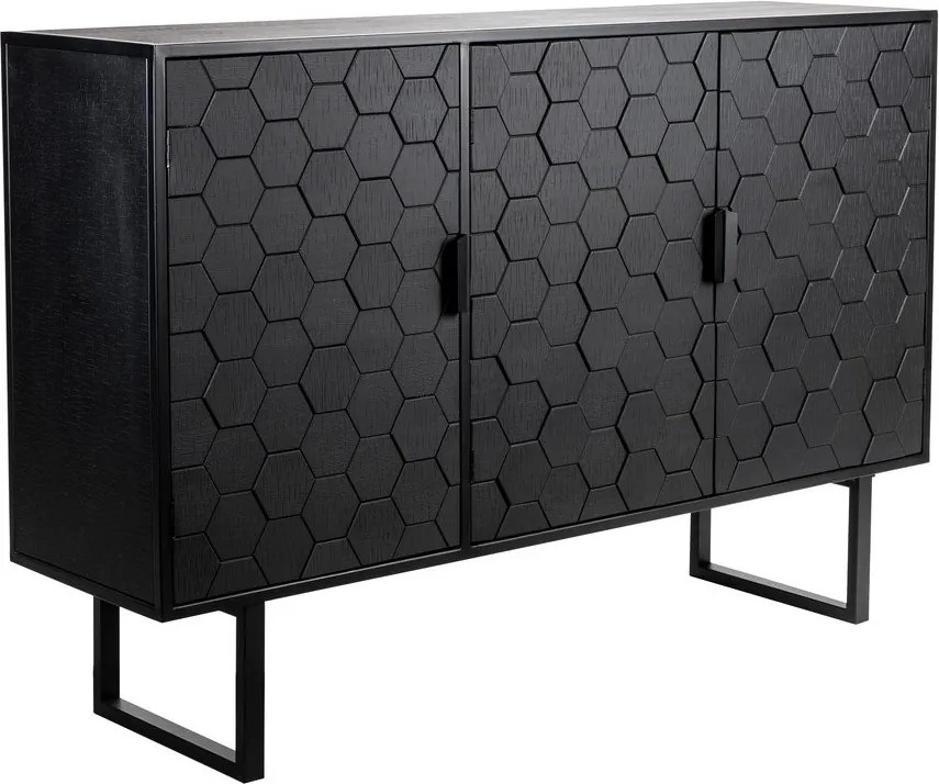 Cassettiera bassa nera in legno di pino 135x90 cm Linc - White Label