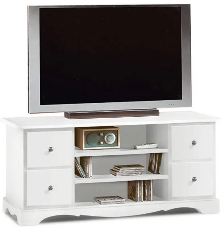 Mobile porta TV arte povera in legno bianco 117x49x53 cm