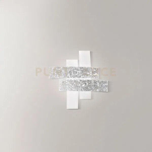 Lara p/p - applique a parete  in metallo e vetro bianco foglia arge...