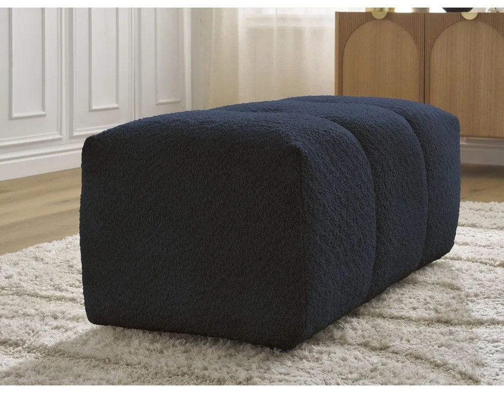 Poggiapiedi blu con rivestimento in bouclé Roxelane – Bobochic Paris