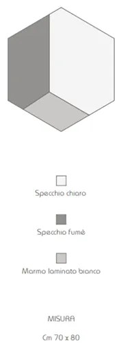 Specchio moderno 70x80 cm effetto marmo bianco e vetro fumč - JACOB