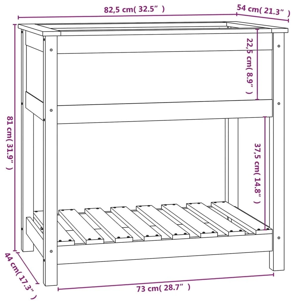 Fioriera con Mensola Miele 82,5x54x81 cm in Legno Massello Pino