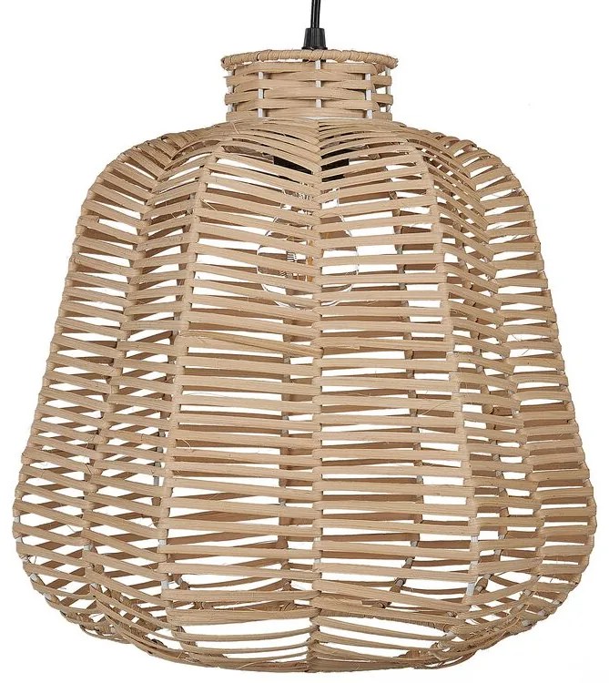 Lampadario rattan beige e naturale 128 cm RAMENA Beliani