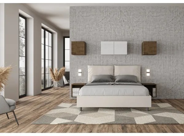 Letto matrimoniale contenitore imbottito 160x210 similpelle bianco Antea