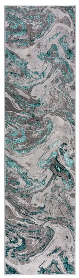 Tappeto grigio/turchese 80x300 cm Marbled - Flair Rugs