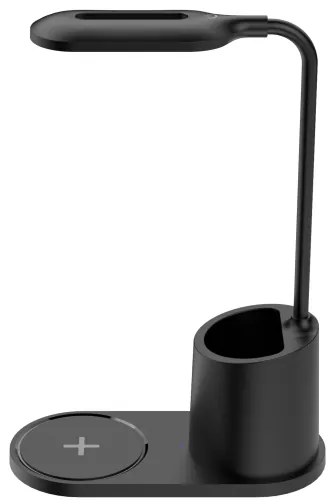 Lampada da tavolo LED LED/3W/5V con ricarica wireless nero