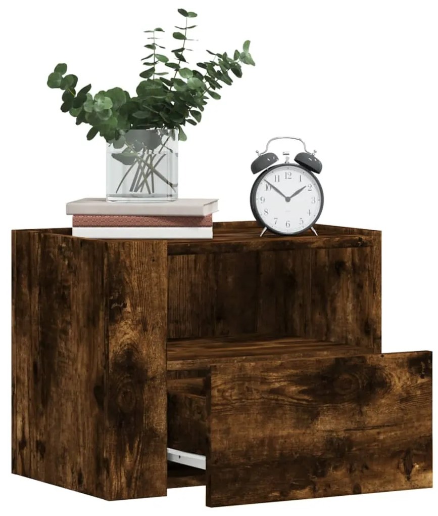 Comodino A Muro Rovere Fumo 45x30x35 Cm /