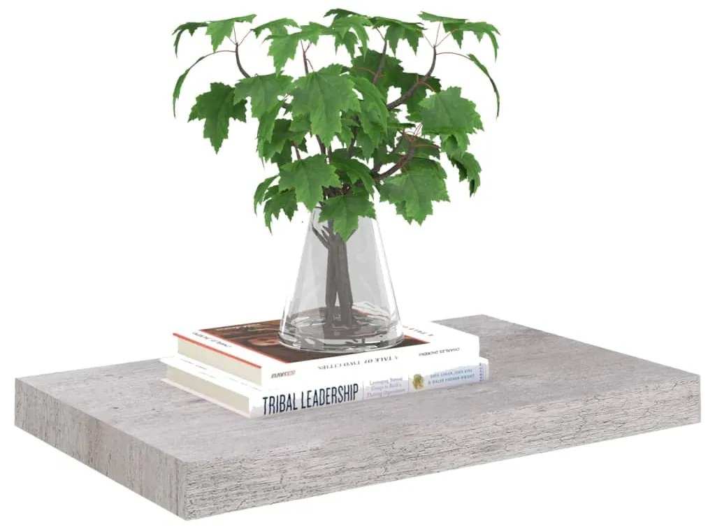 Scaffali a parete 2 pz grigio cemento 50x23x3,8 cm in mdf