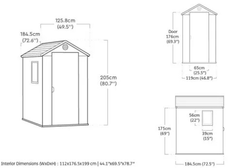 Casetta Da Giardino In Resina 125,8x184,5x205,1H Cm Darwin 4x6 Verde Keter