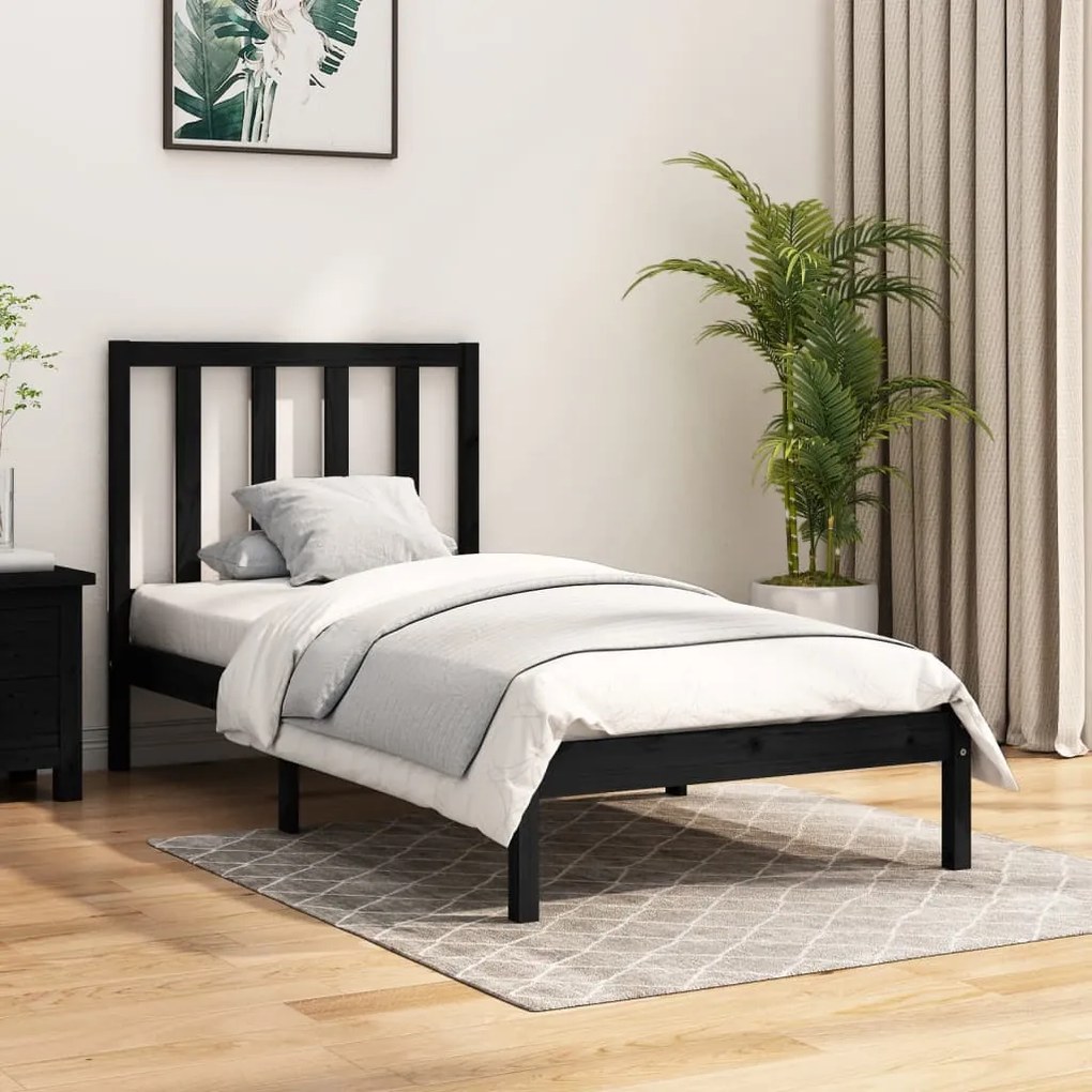 Giroletto İn Legno Massello Nero 75x190 Cm Small Single /