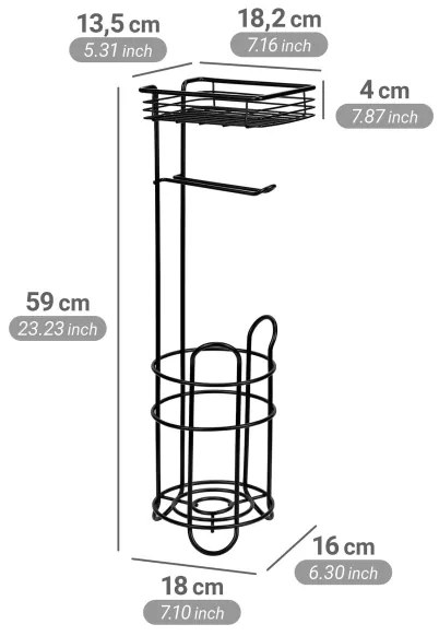 WENKO 71451800 - Portarotolo per carta igienica 16x59 cm nero
