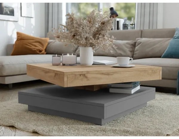 Tavolino NENANI 34x70 cm grigio/quercia wotan