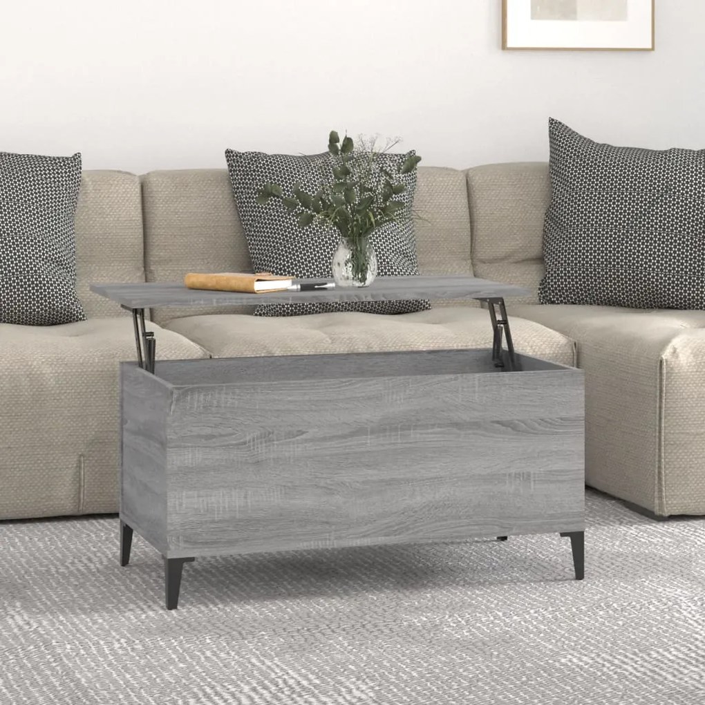 Tavolino Salotto Grigio Sonoma 90x44,5x45 cm Legno Multistrato