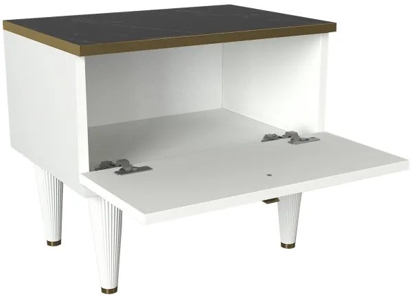 Comodino RAVENNA 47,2x50 cm bianco/nero/oro