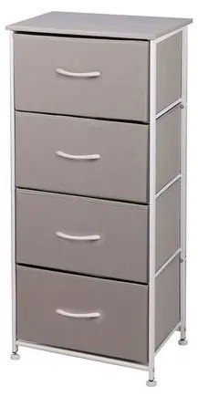 Cassettiera Perth con 4 Cassetti con Struttura in Mdf e Cassetti in Tnt 45x30cm-H92cm Grigio-Bianco