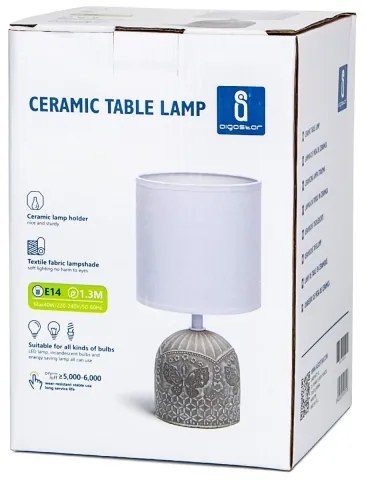 Aigostar - Lampada da tavolo 1xE14/40W/230V grigio/bianco