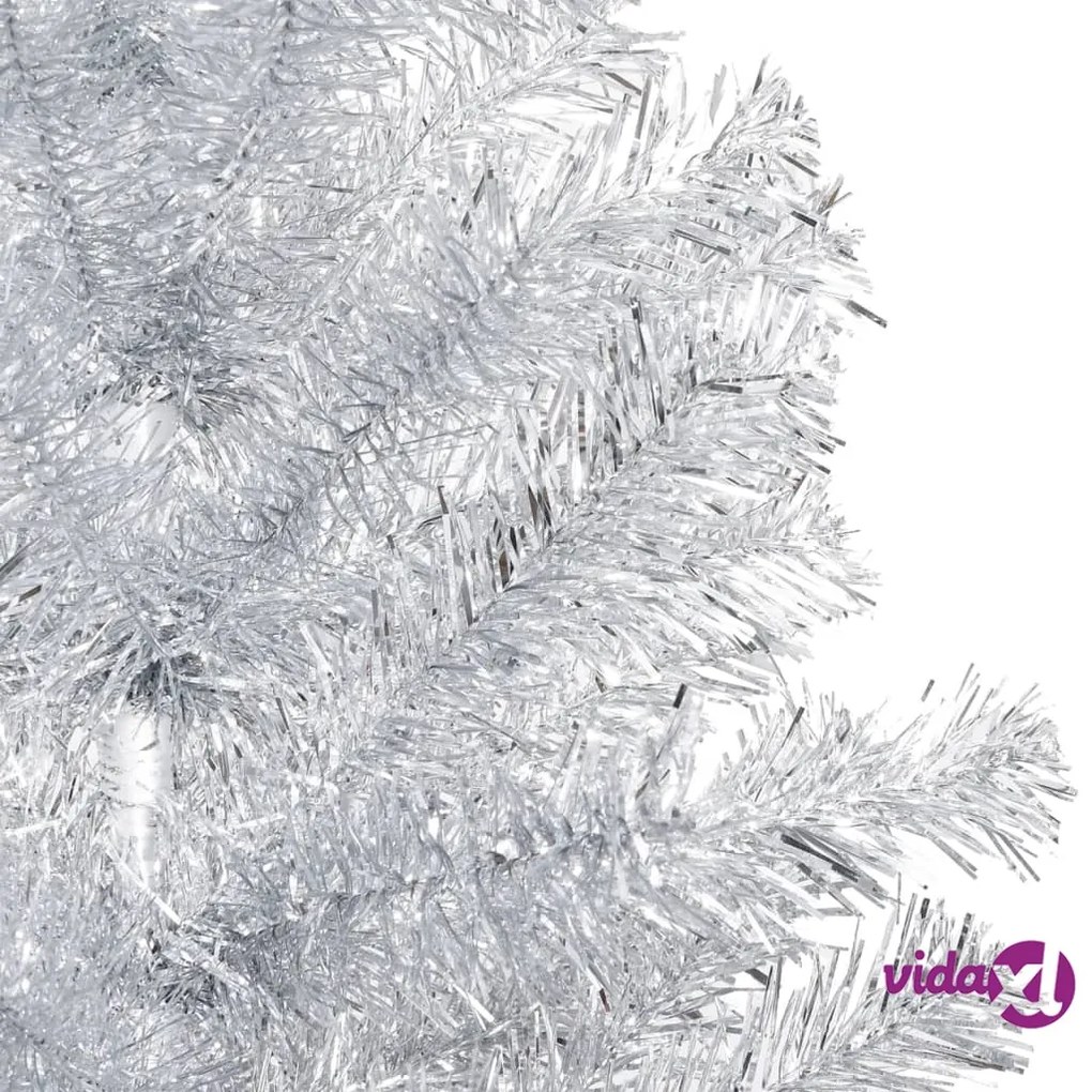 vidaXL Albero di Natale Preilluminato con Supporto Argento 120 cm PET