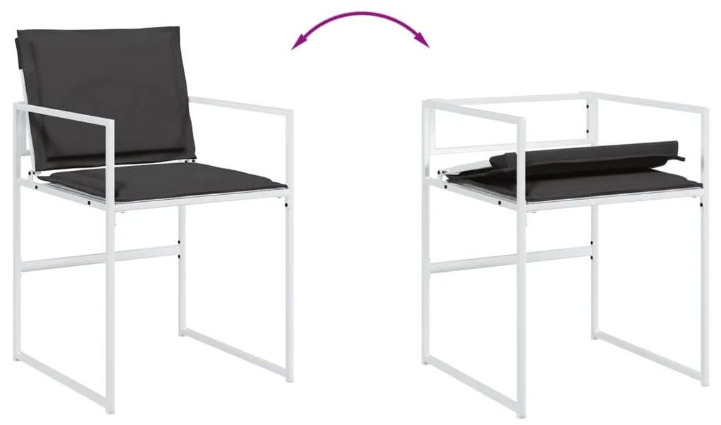 Set da pranzo da giardino 15 pz con cuscini bianco in textilene