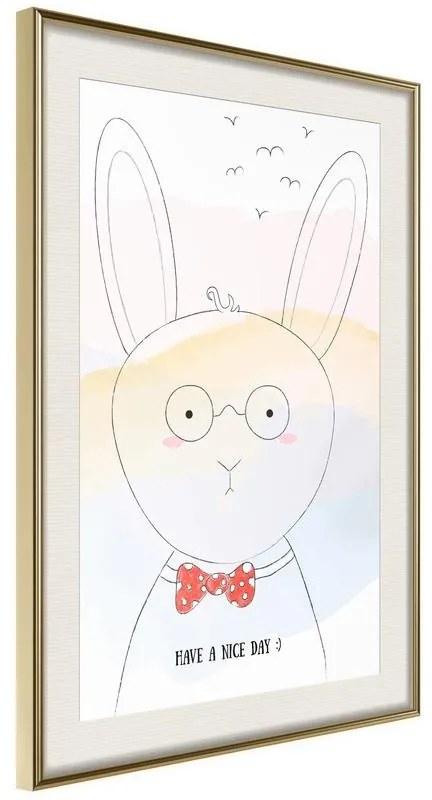 Poster  Polite Bunny  Cornice Quadri Cornice d'oro con passe-partout, Larghezza x Altezza Home decor 30x45