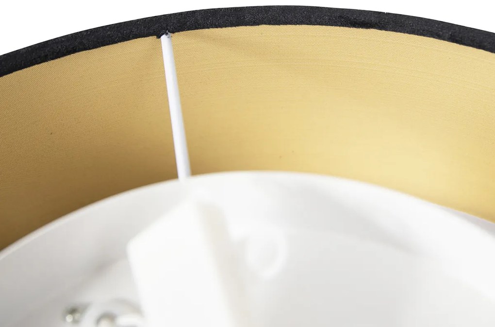 Plafoniera moderna nera 40 cm con interno dorato - Drum