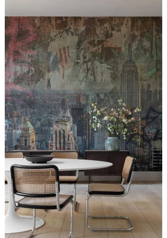 Fotomurale GRANDECOLIFE New, rosa, blu, grigio, verde 371X280 cm