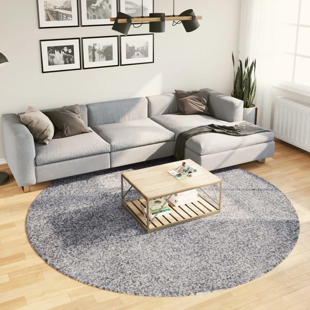 Tappeto Shaggy Pamplona A Pelo Lungo Moderno Blu Ø 240 Cm /