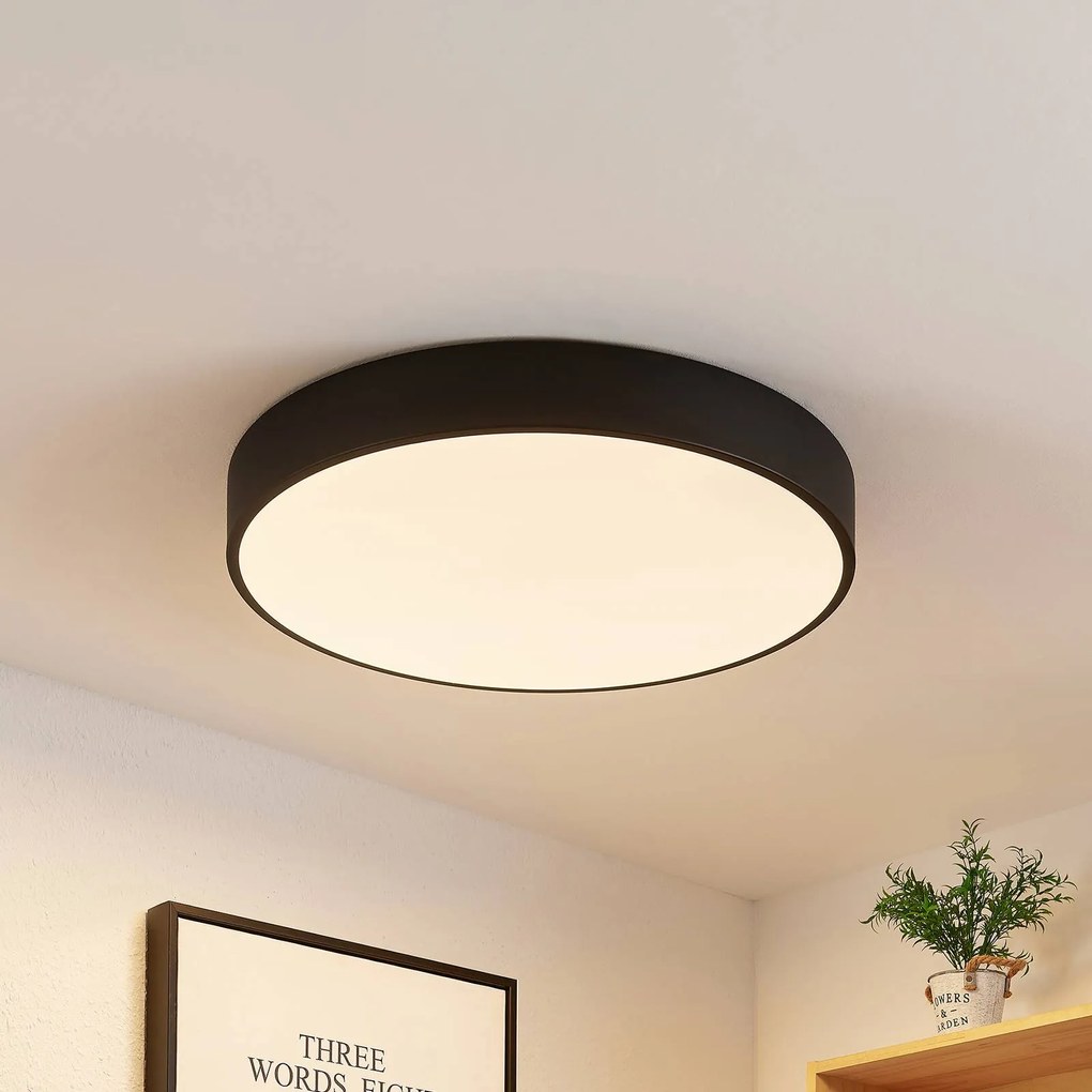 Plafoniera a LED Simera Lindby, dimmerabile, Nero, Soggiorno / Sala da pranzo, Plastica, Moderno, Plafoniera LED