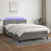 Letto a Molle Materasso e LED Grigio Scuro 140x200cm in Tessuto 3133078