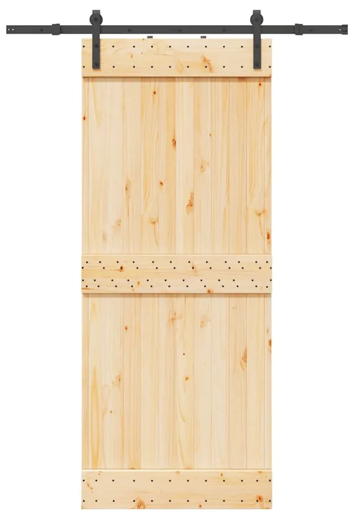 Porta Scorrevole Con Set Hardware 85x210 Cm Legno Massello Pino /