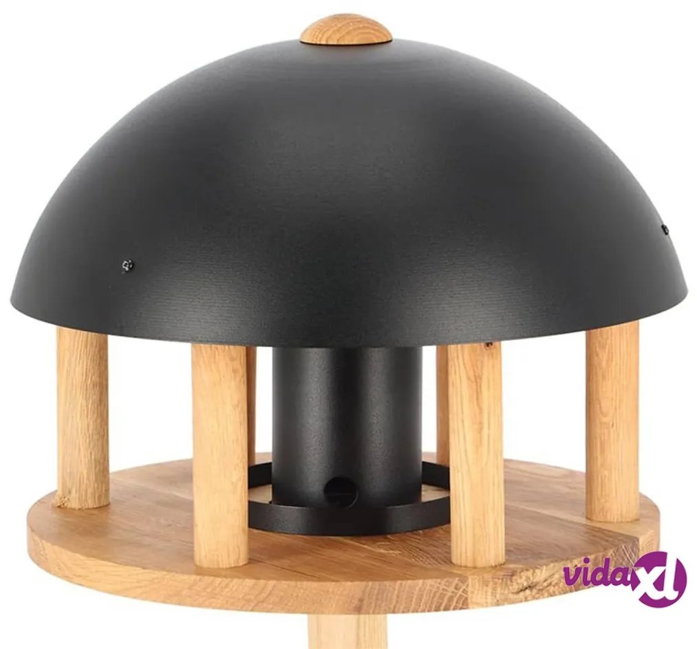 Esschert Design Casetta per Uccelli con Silo e Tetto Rotondo Nero