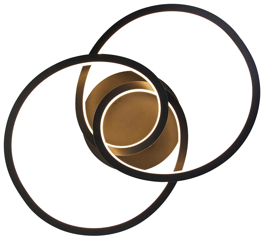 Plafoniera nera 45 cm con LED dimmerabile a 3 livelli - Rowin