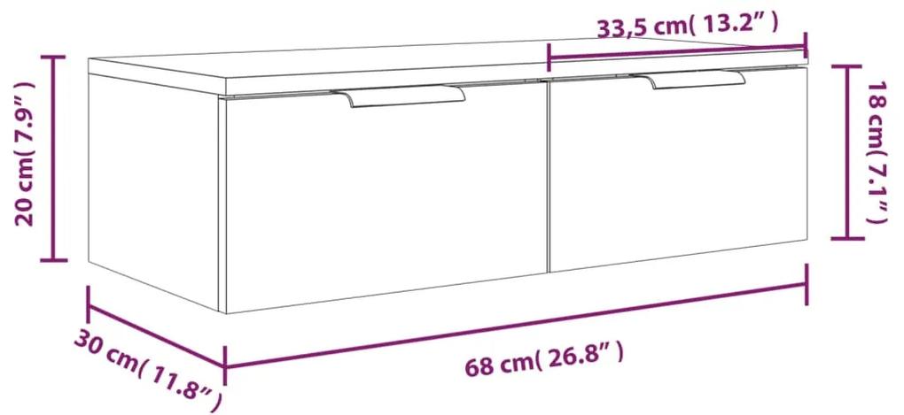 Mobile Pensile Rovere Marrone 68x30x20 cm in Legno Multistrato