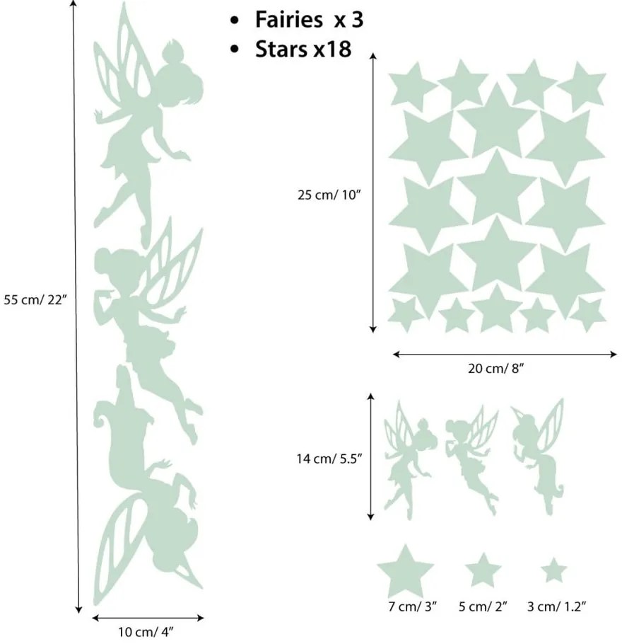 Set di adesivi murali luminosi per bambini Fate e Stelle - Ambiance