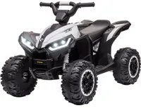 Quad Elettrico per Bambini 12V Ruote Larghe con Sospensioni e Fari LED Bianco