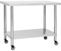 Tavolo da Lavoro Cucina con Ruote 100x30x85 cm in Acciaio Inox 51637