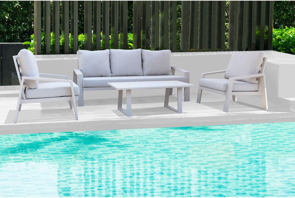 PERCY - salotto da giardino in alluminio e corda 5 posti