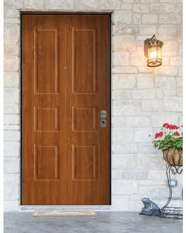 Porta blindata YALE Genova L 80 x H 210 cm noce apertura sinistra