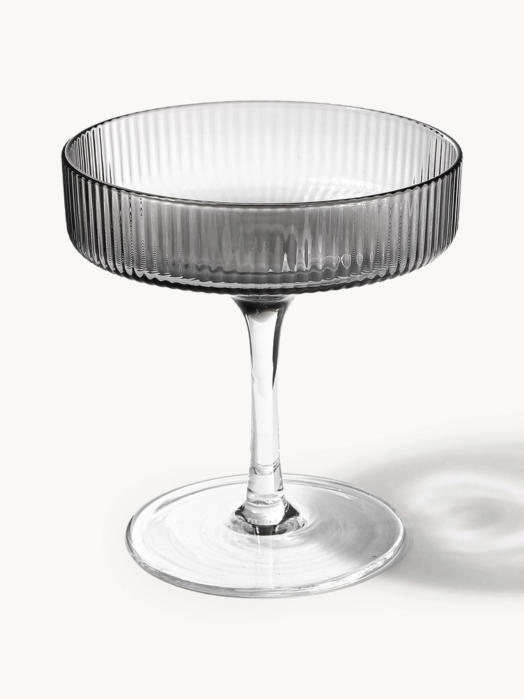 Set di 2 coppe da champagne in vetro soffiato con scanalatura in rilievo Ripple